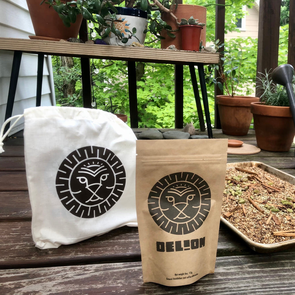 Delion Roasted Dandelion Root Coffee Alternative – 4 oz(with printed cloth bag)